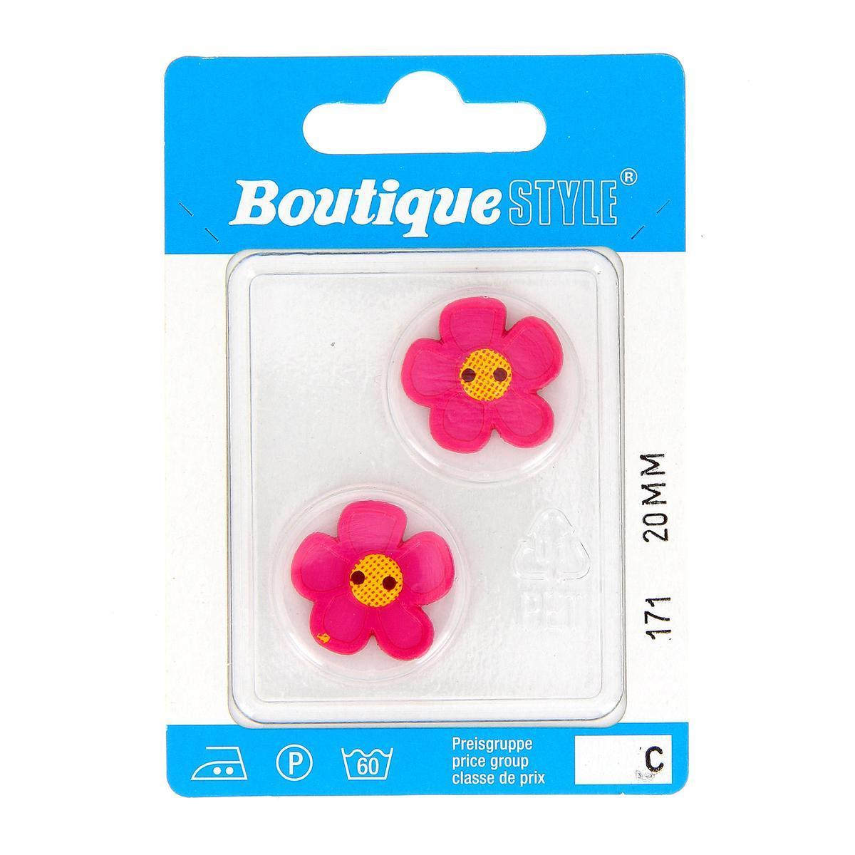 2 boutons - Plastique - Ø 20 mm - Rose