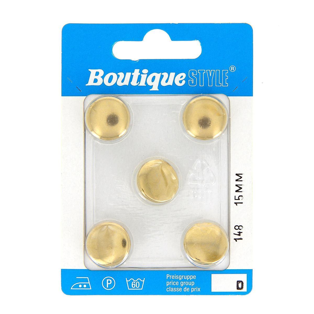 Carte 5 boutons 15 mm - Or