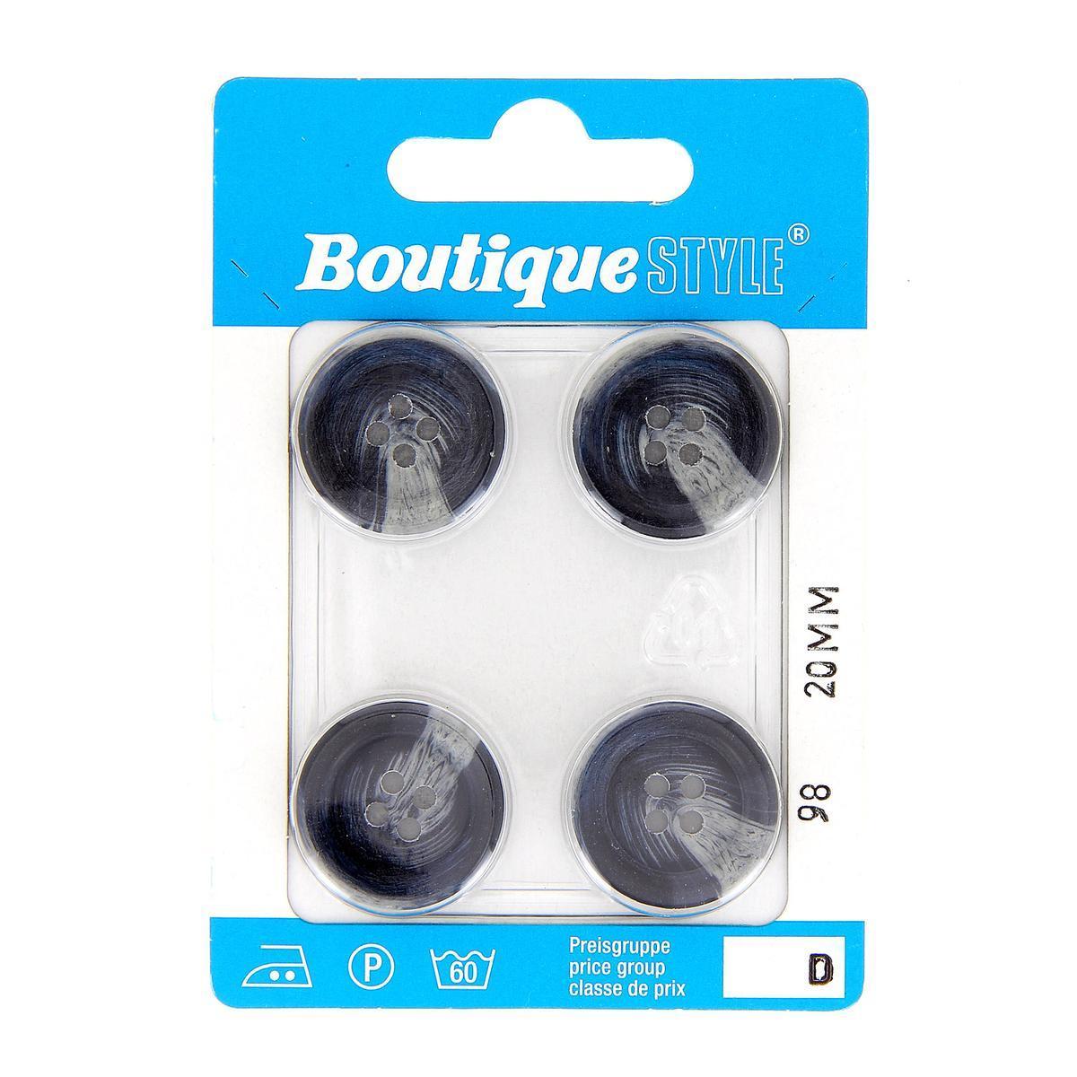 4 boutons - Plastique - Ø 20 mm - Noir