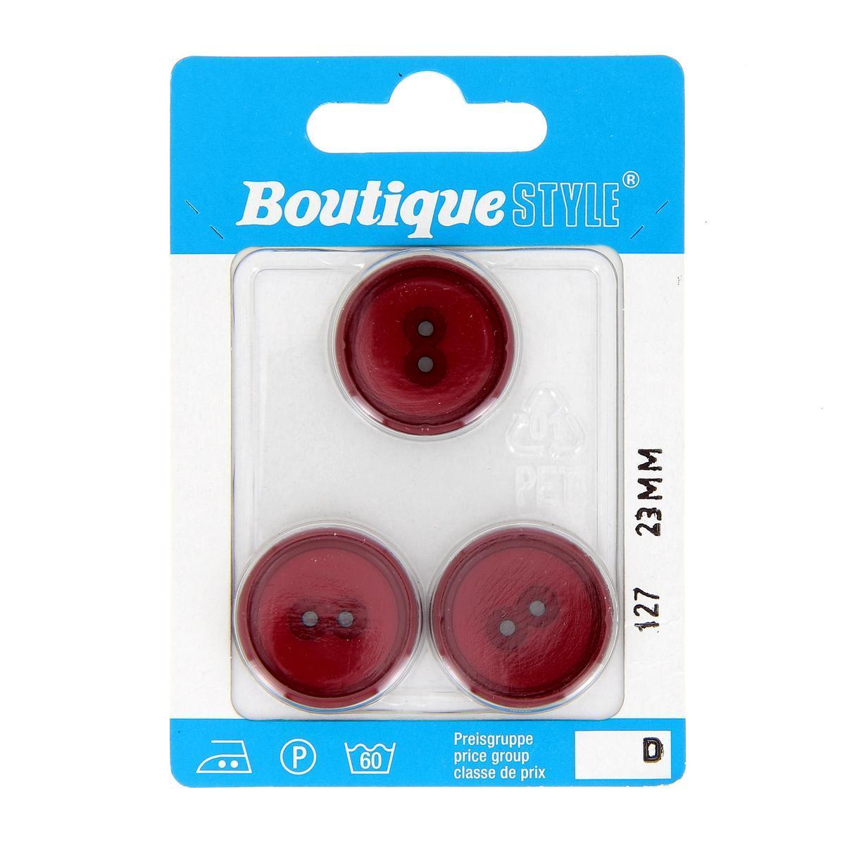 3 boutons - Plastique - Ø 23 mm - Rouge