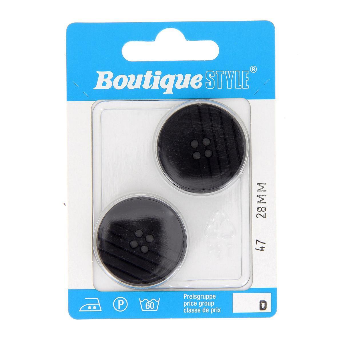 2 boutons - Plastique - Ø 28 mm - Noir