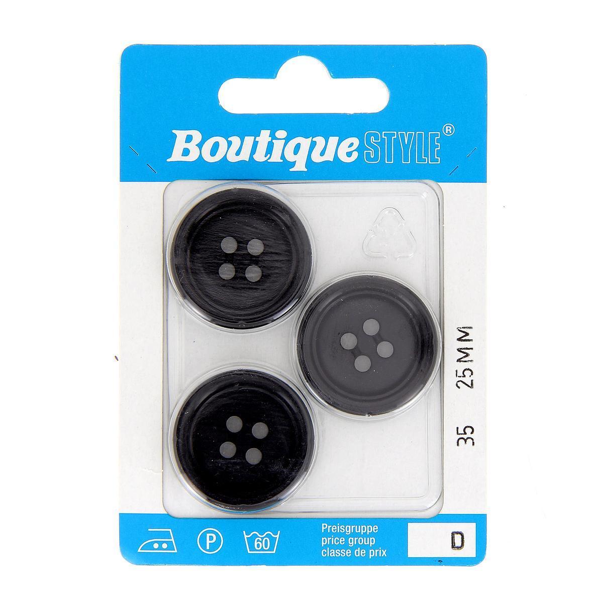 3 boutons - ø 25 mm - Noir