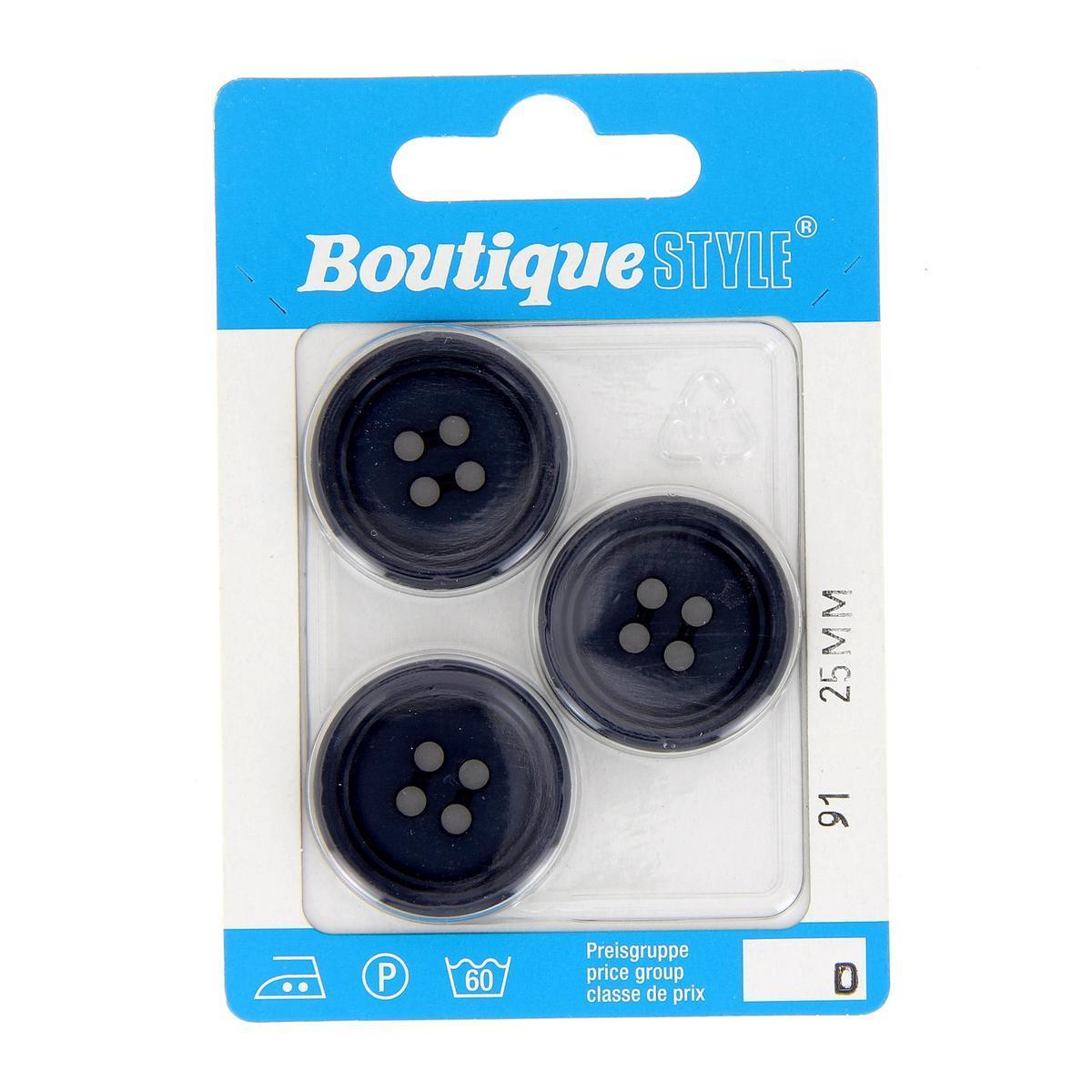 3 boutons - Plastique - Ø 25 mm - Bleu