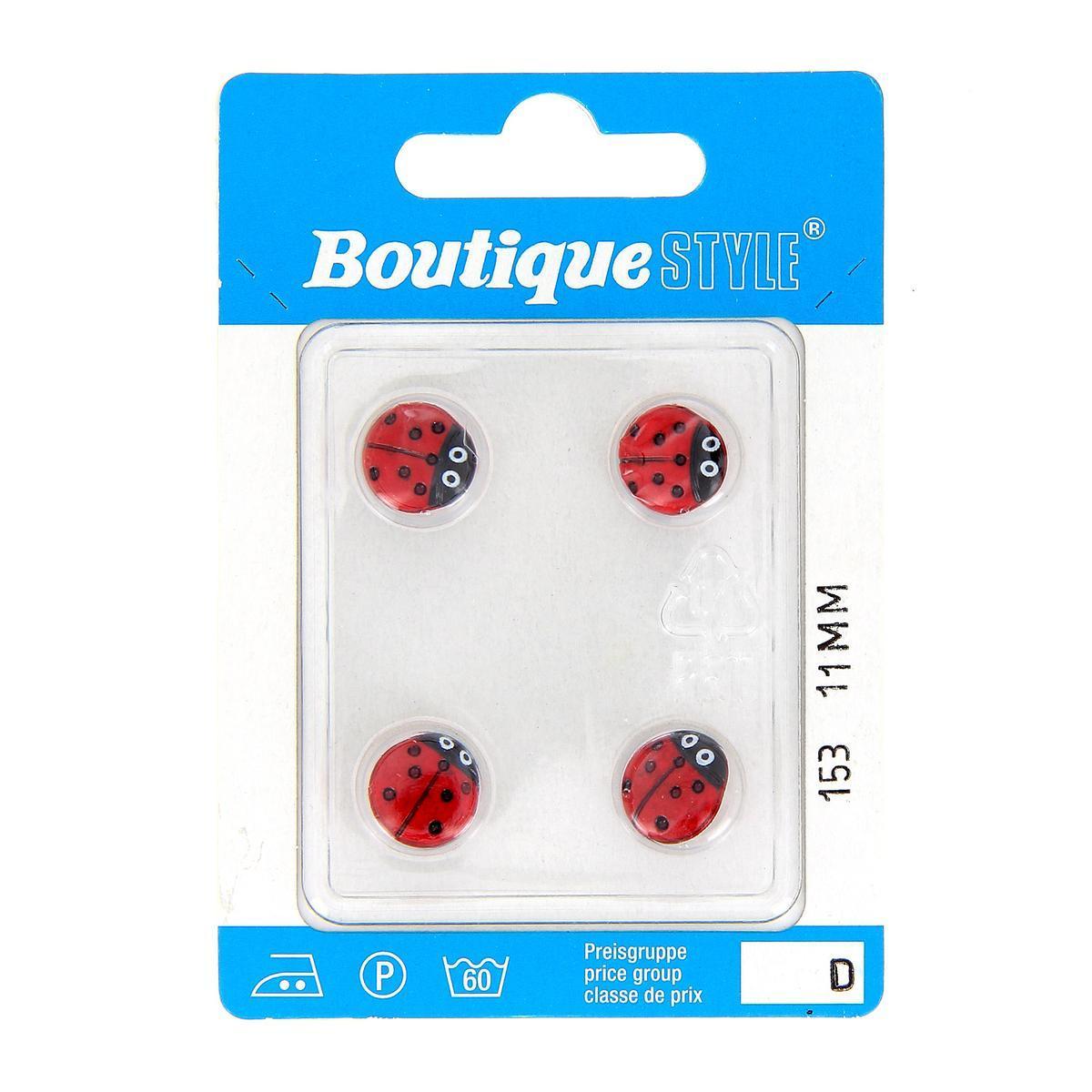 4 boutons - Plastique - Ø 11 mm - Rouge
