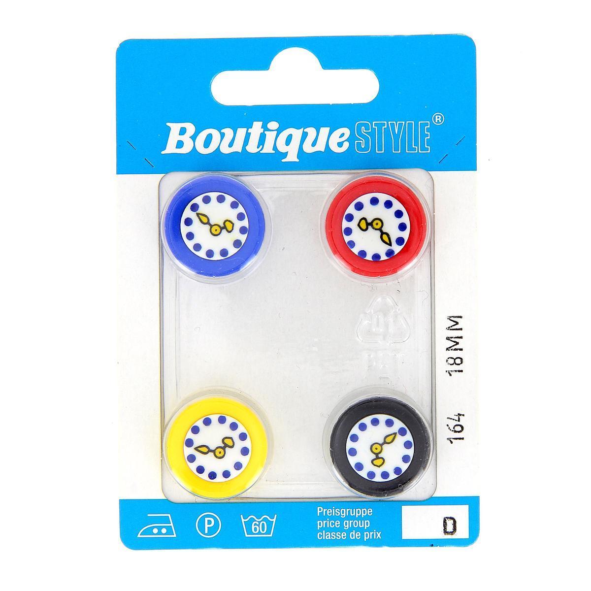 4 boutons - Plastique - Ø 18 mm - Multicolore