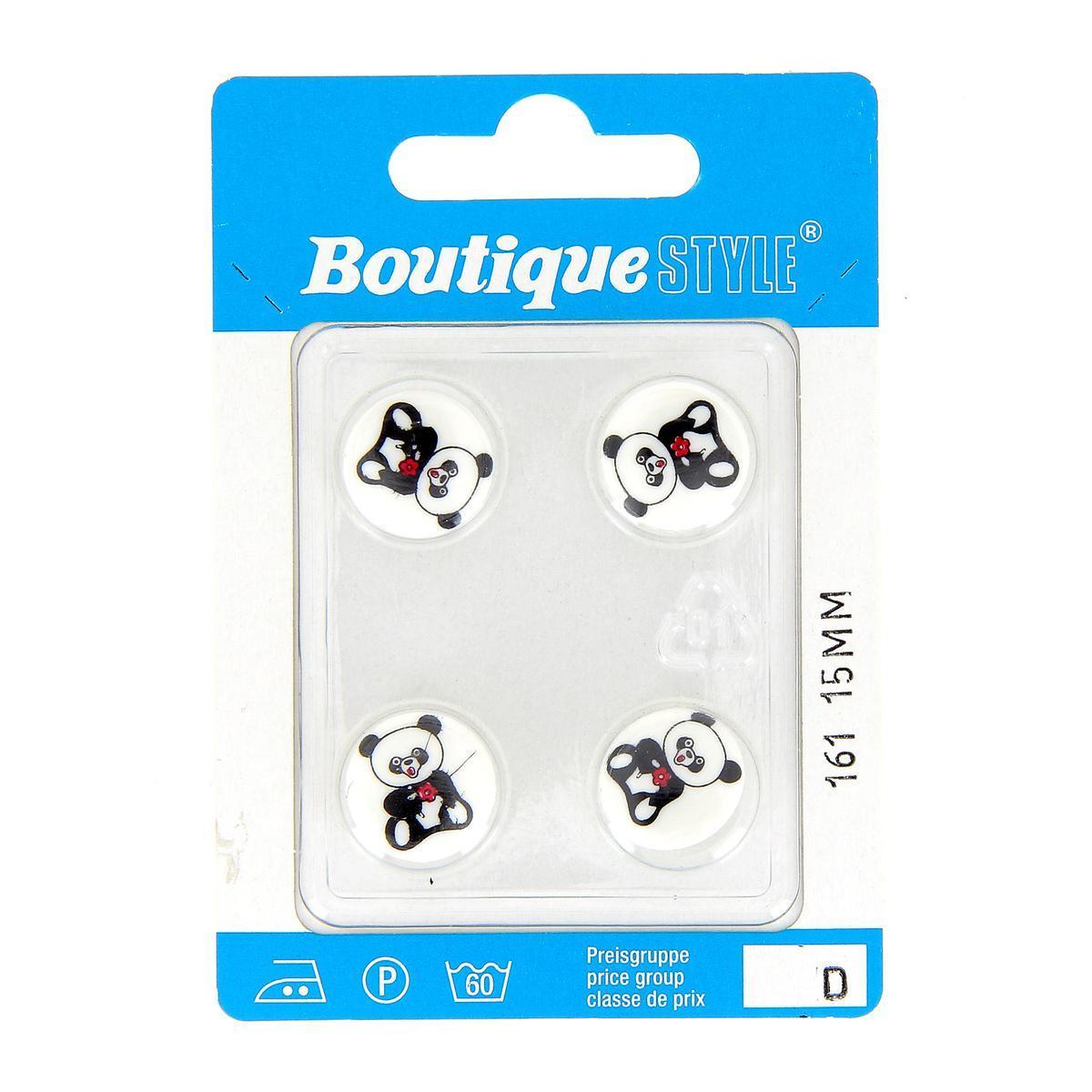 4 boutons - Plastique - Ø 15 mm - Noir et blanc