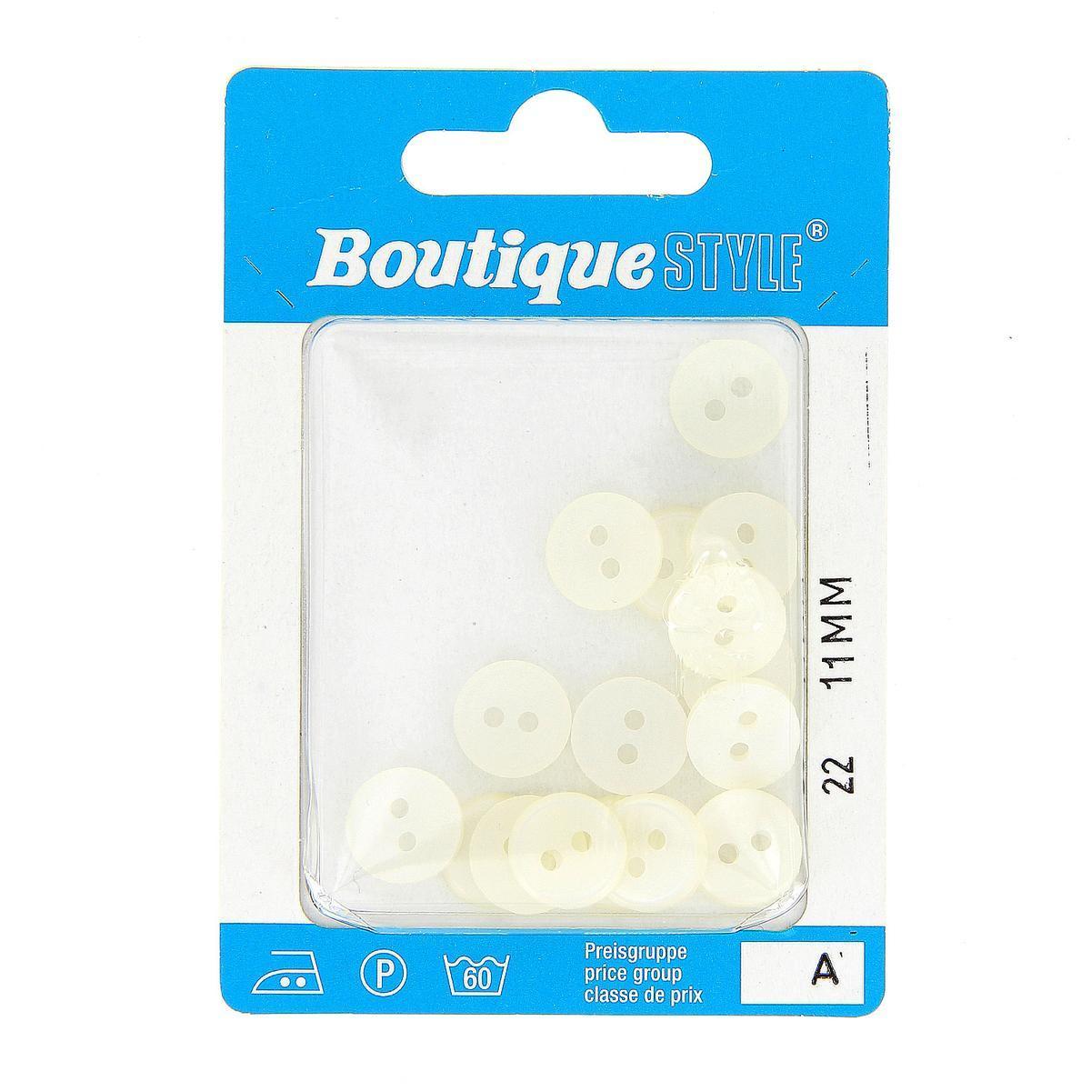 17 boutons - Plastique - Ø 11 mm - Blanc