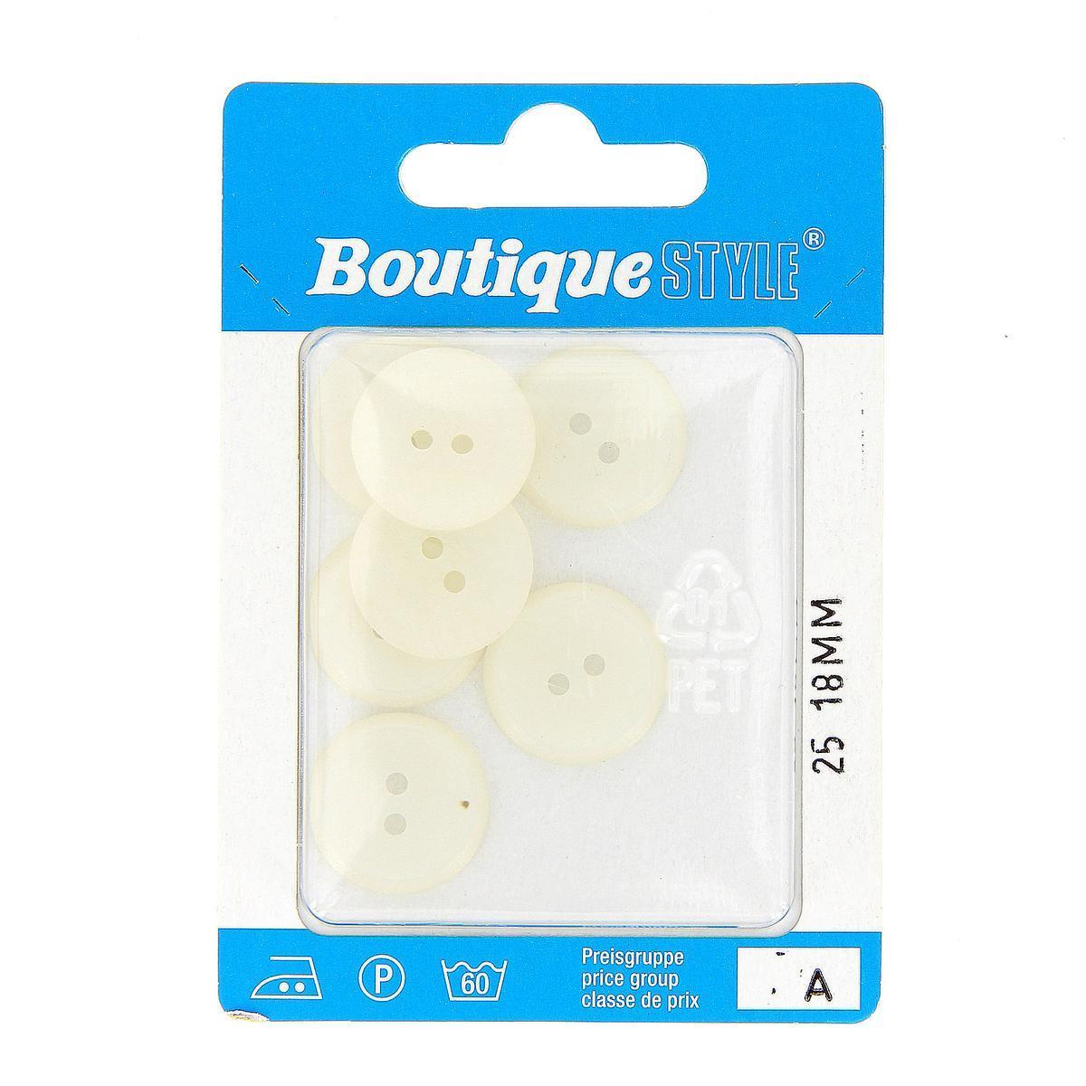 7 boutons - Plastique - Ø 18 mm - Blanc