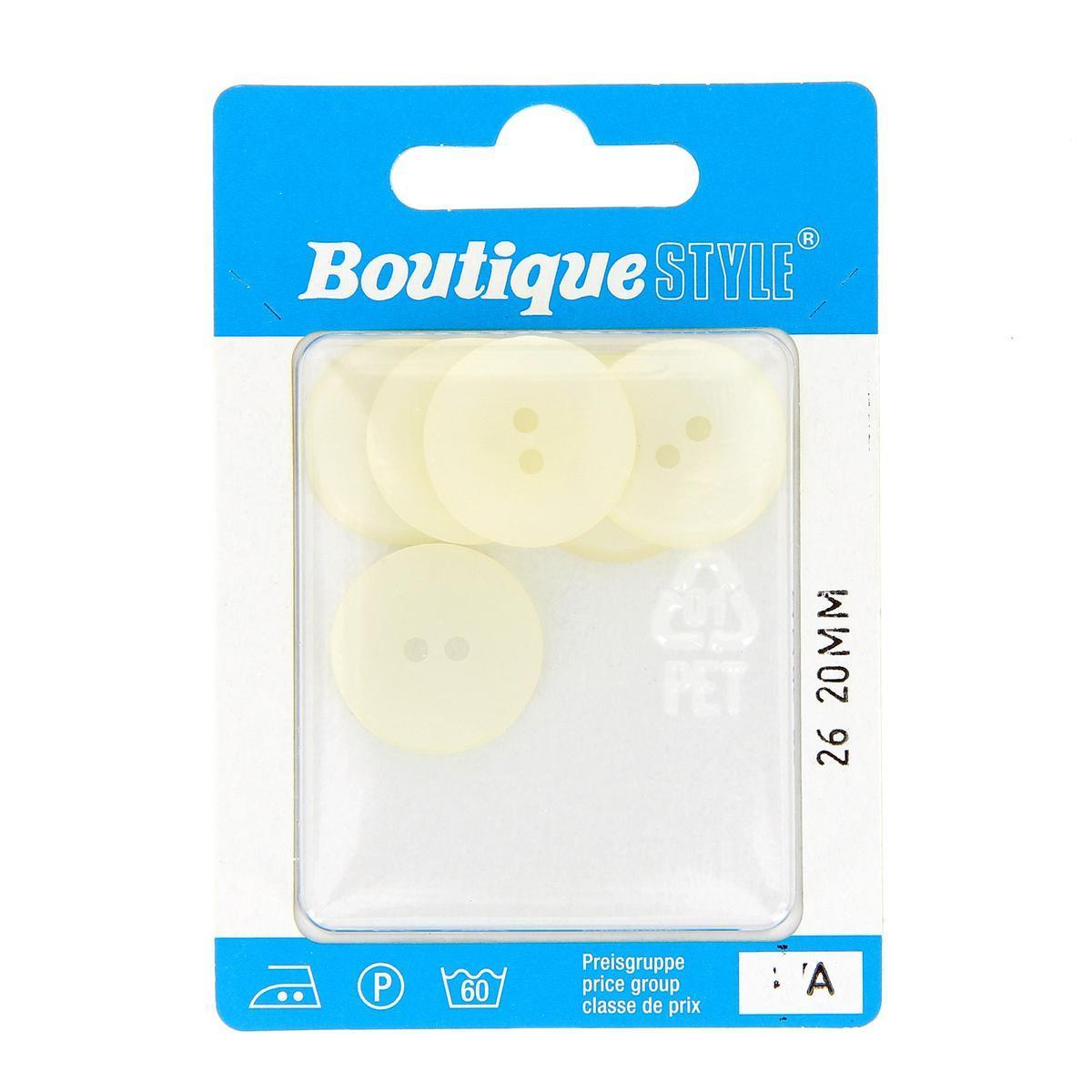 6 boutons - Plastique - Ø 20 mm - Blanc