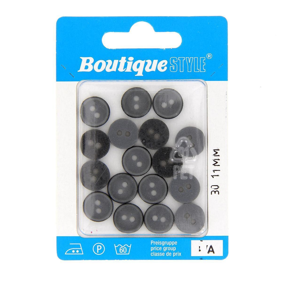 17 boutons - Plastique - Ø 11 mm - Gris