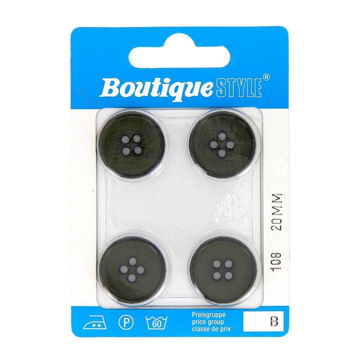 4 boutons - Plastique - Ø 20 mm - Gris