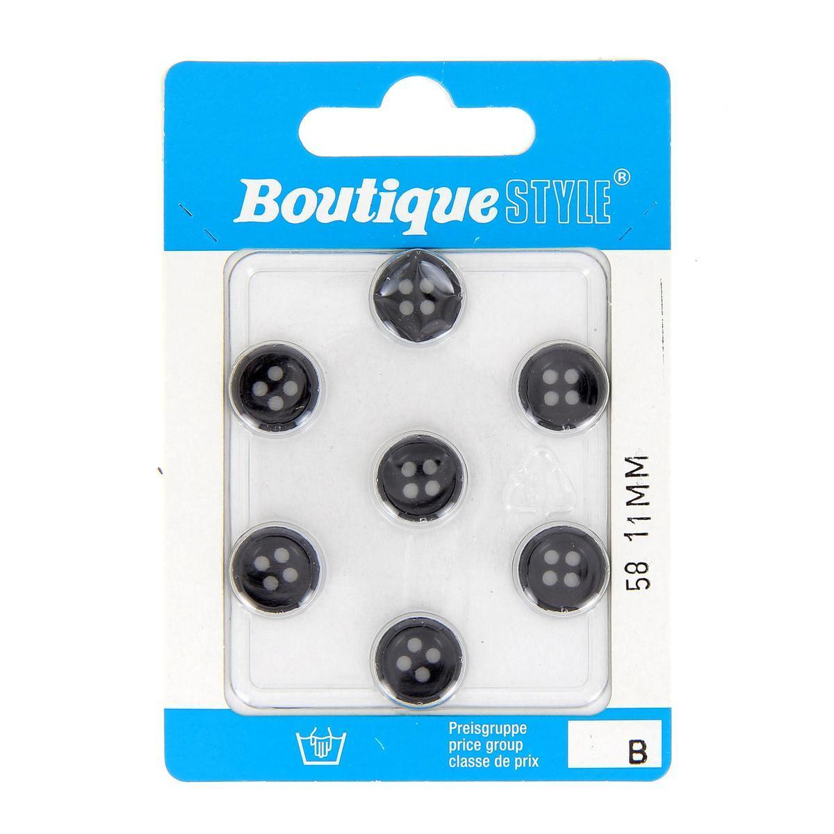 7 boutons - Plastique - Ø 11 mm - Noir