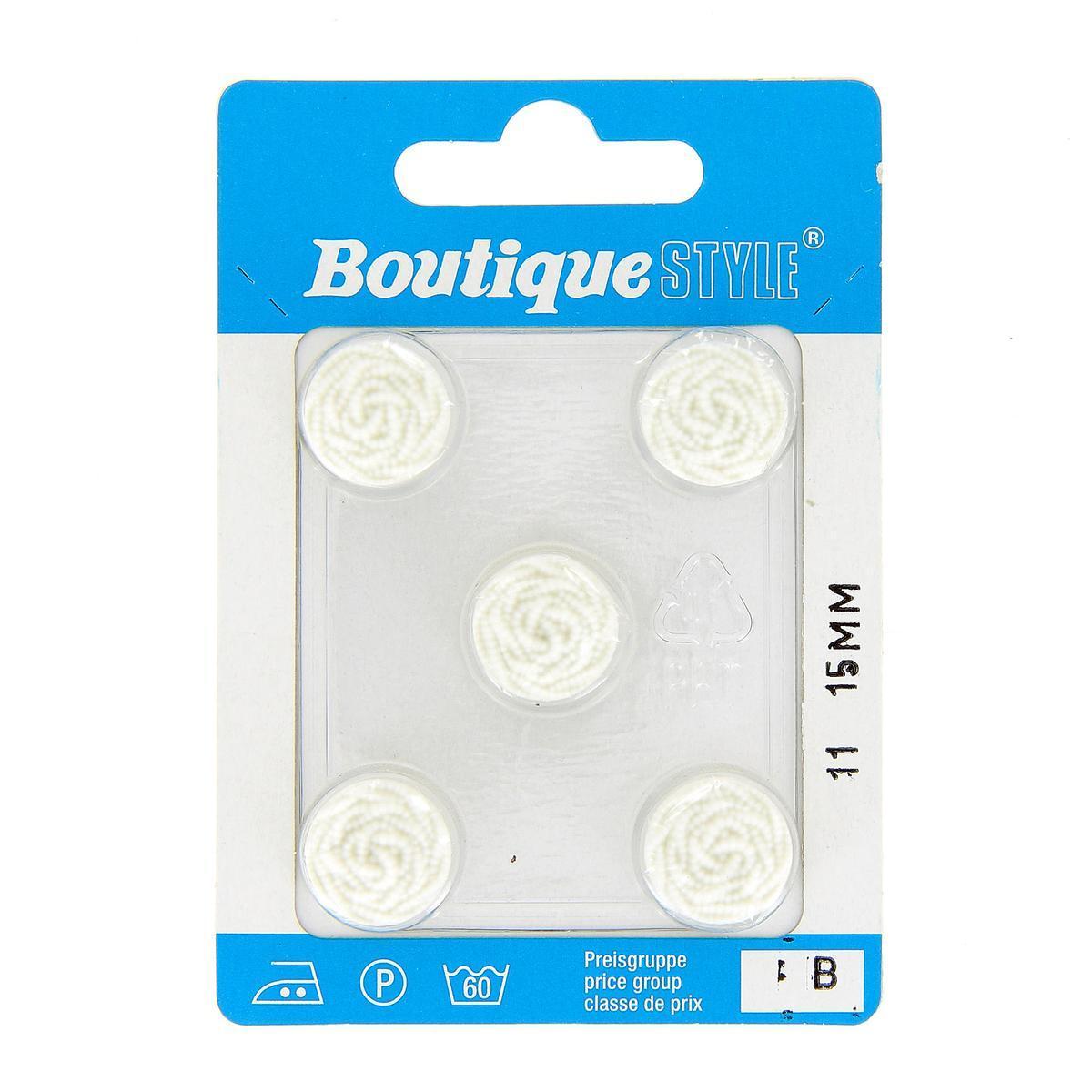 5 boutons - Plastique - Ø 15 mm - Blanc