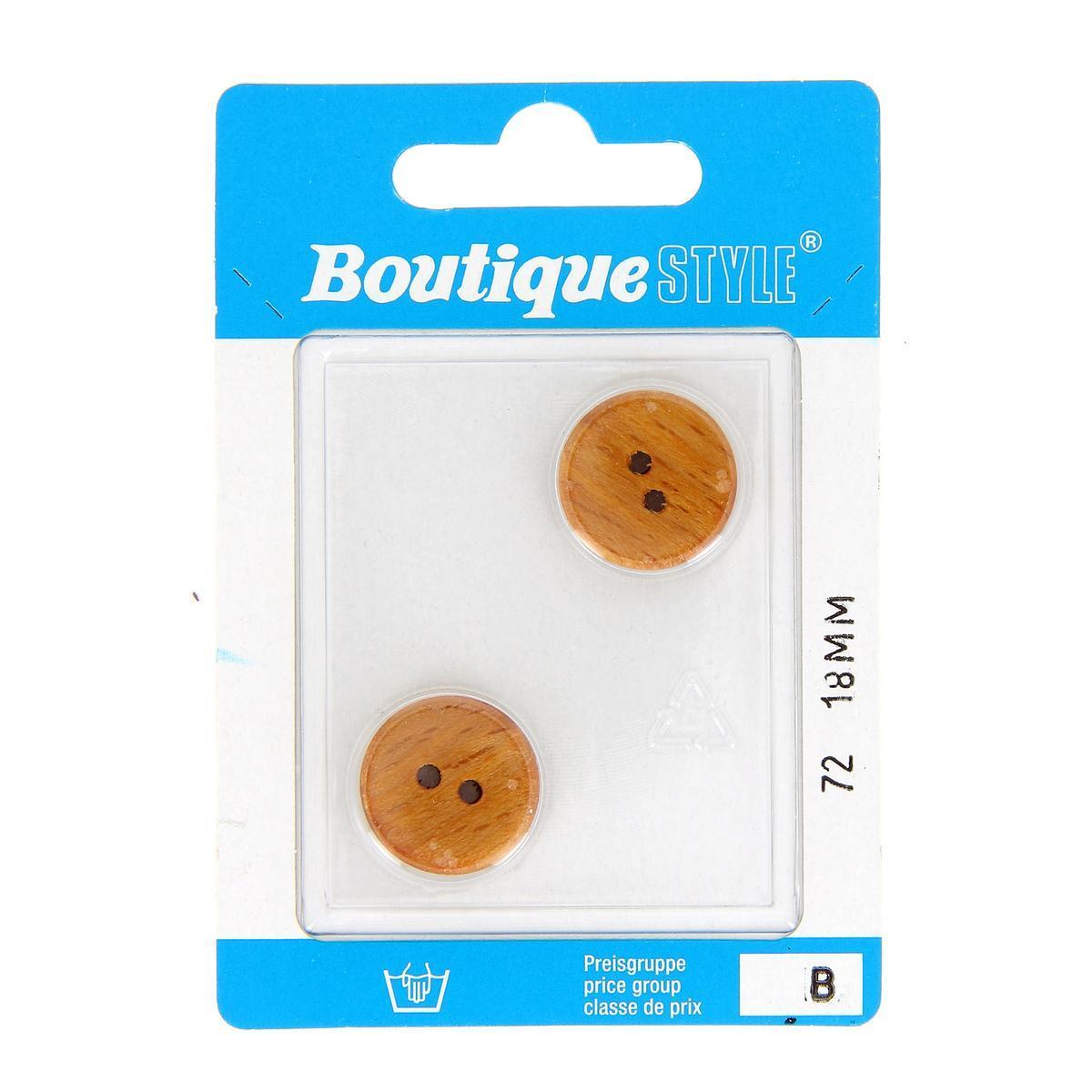 2 boutons - Plastique - Ø 18 mm - Marron