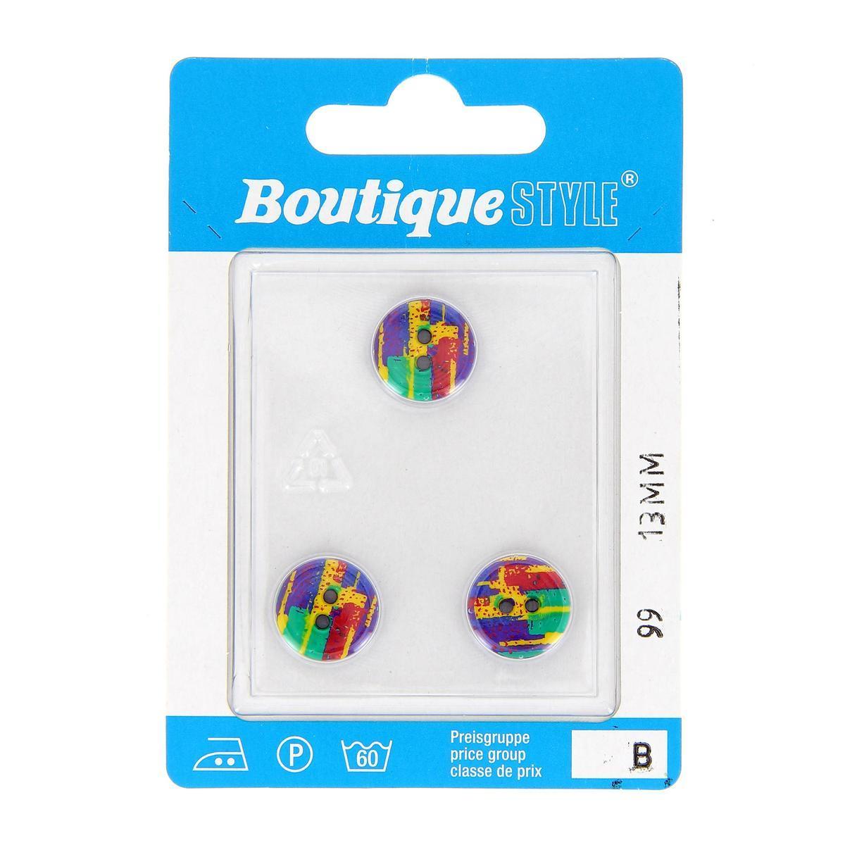 3 boutons - Plastique - Multicolore
