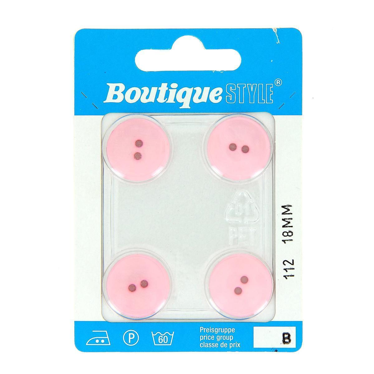 4 boutons - Plastique - Ø 18 mm - Rose