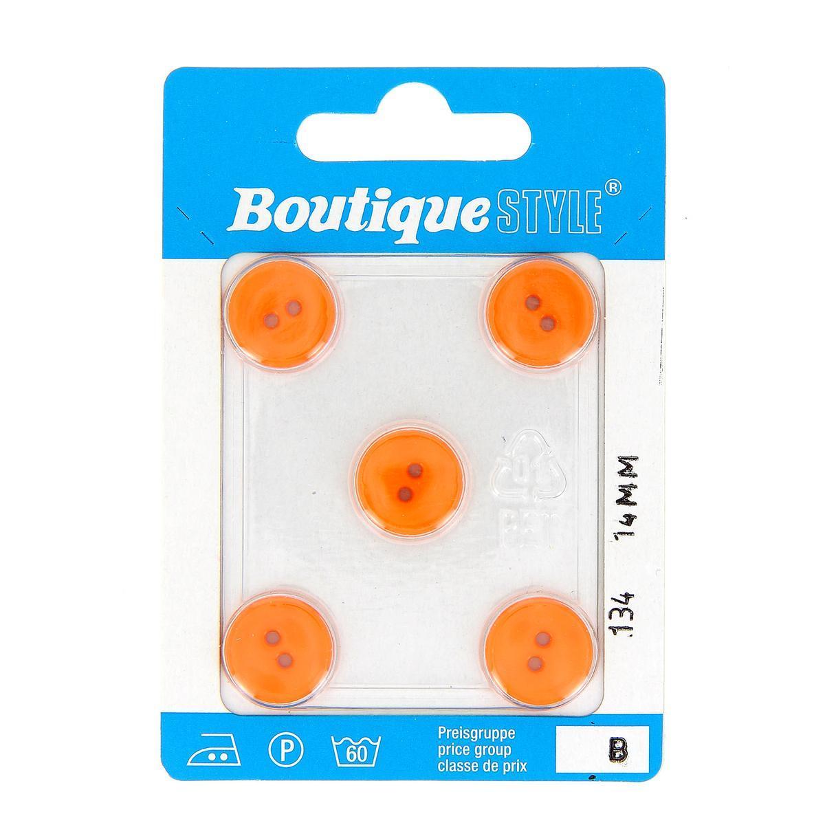 5 boutons - Plastique - Ø 14 mm - Orange