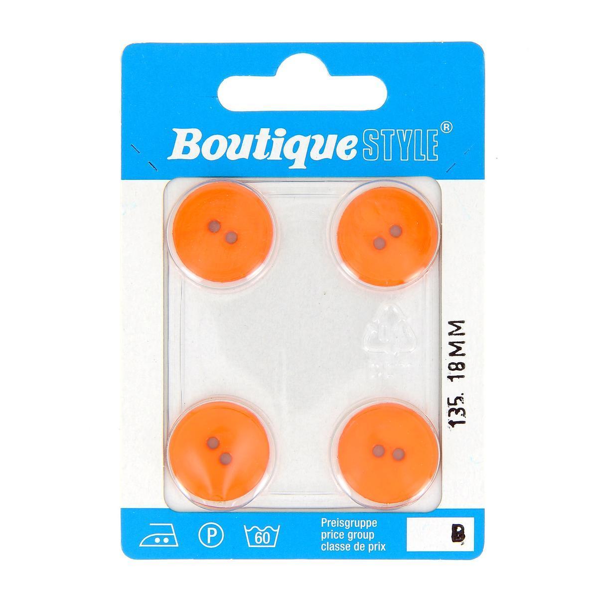 4 boutons - Plastique - Ø 18 mm - Orange