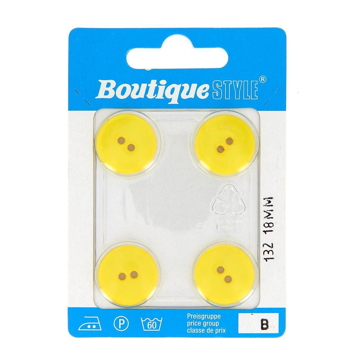 Carte 4 boutons 18 mm - Jaune