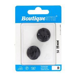 2 boutons - Plastique - Ø 20 mm - Noir