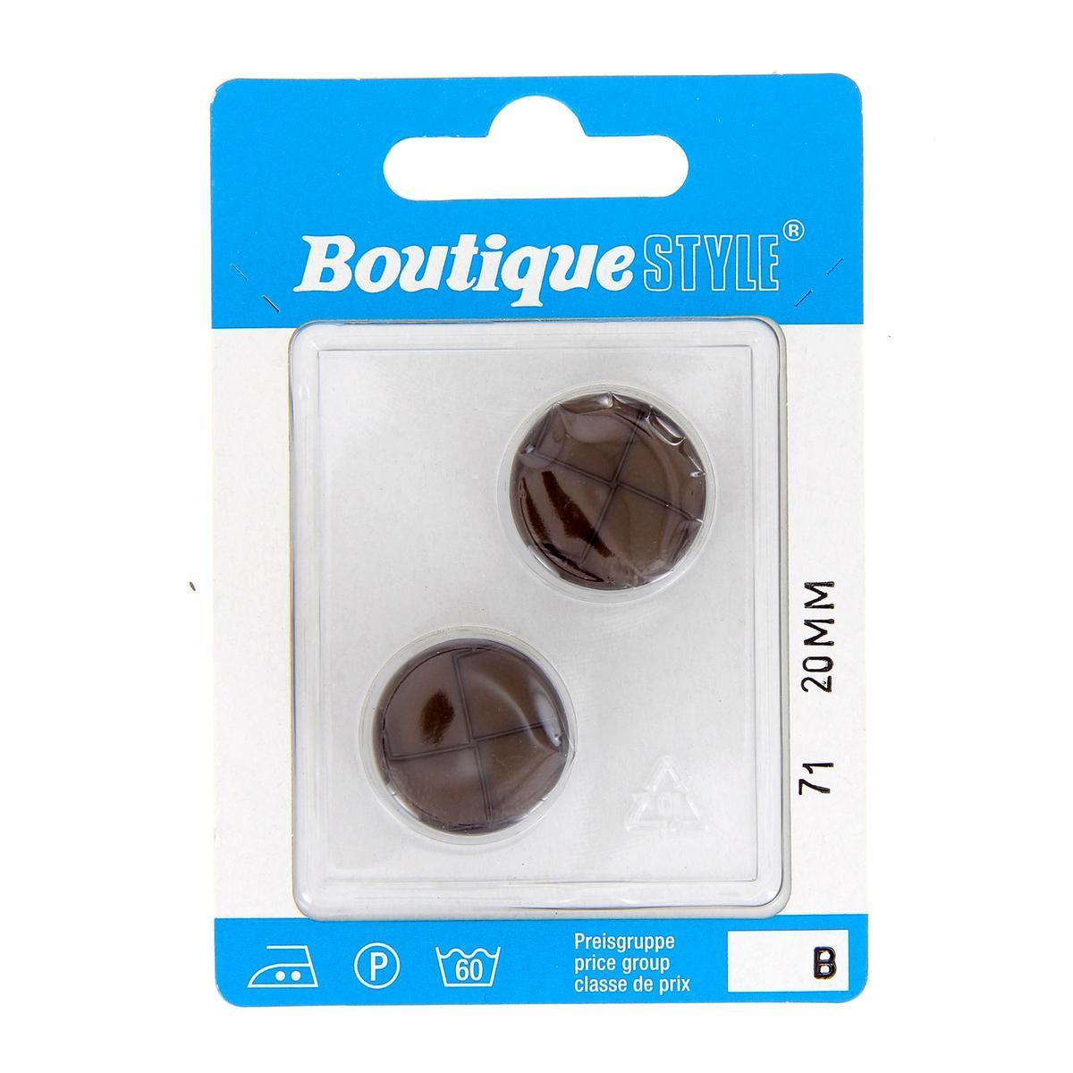 2 boutons - Plastique - Ø 20 mm - Marron
