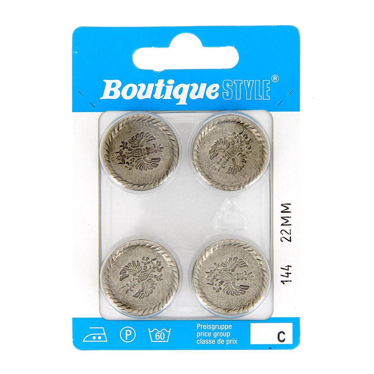 4 boutons - Plastique - Ø 22 mm - Gris