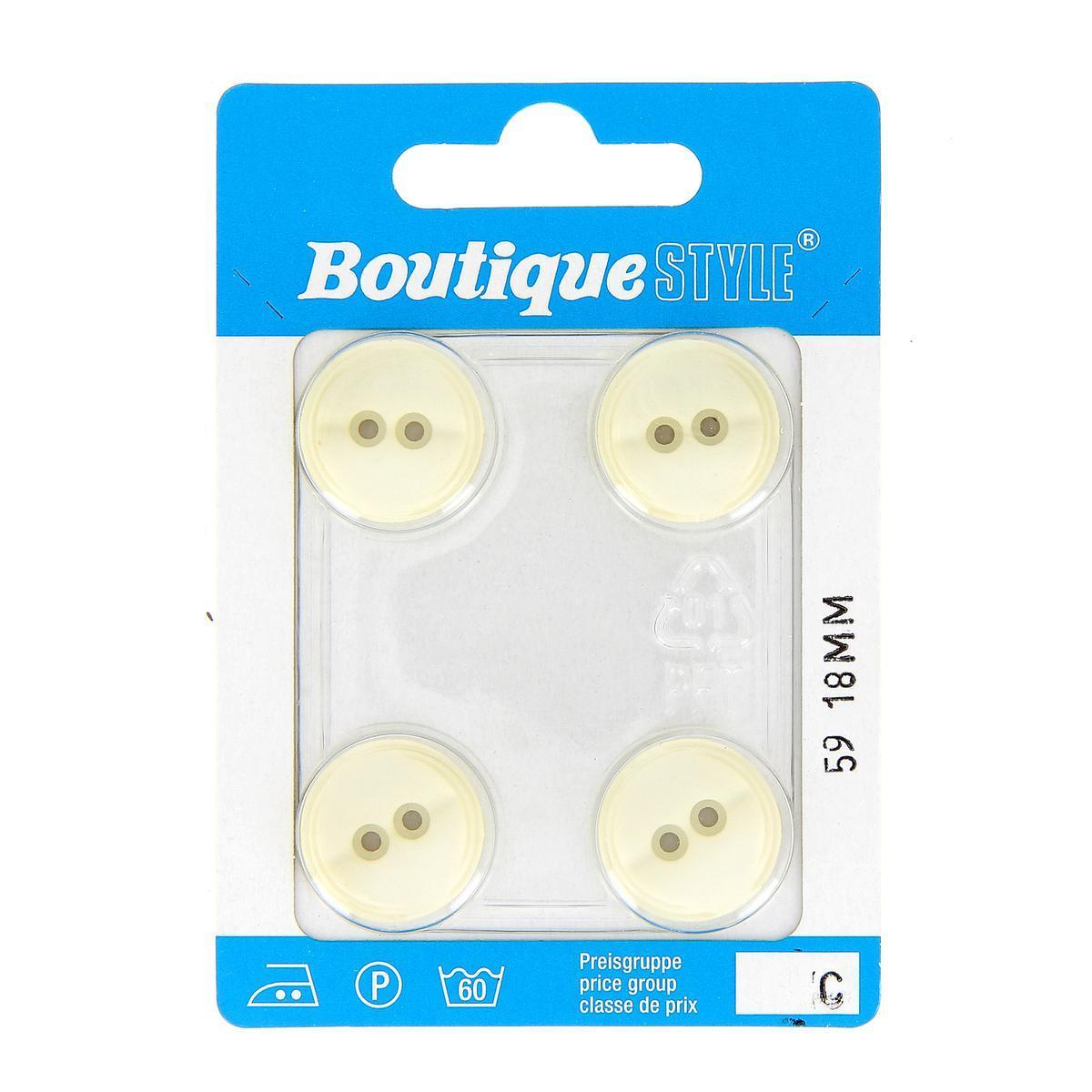 4 boutons - Plastique - Ø 18 mm - Blanc