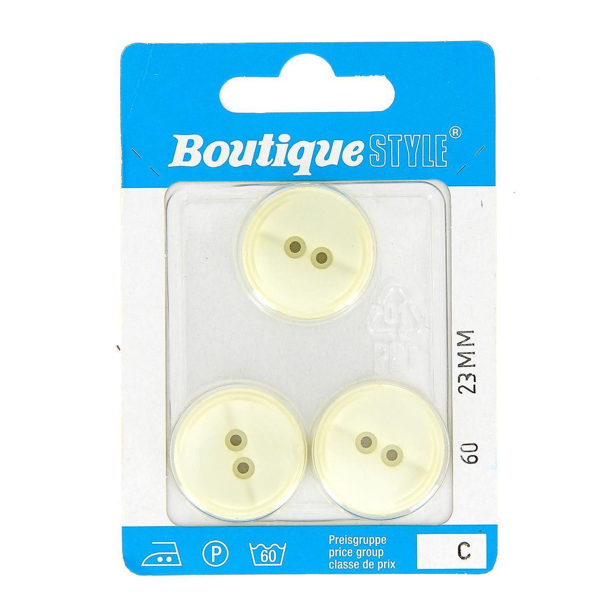 3 boutons - Plastique - Ø 23 mm - Blanc