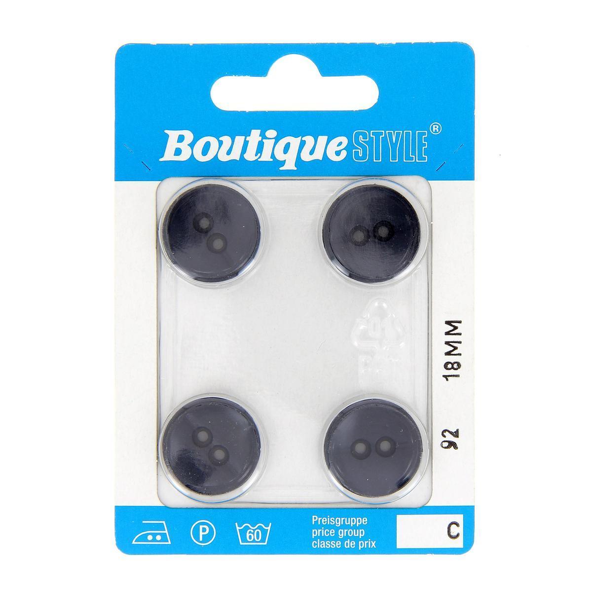 4 boutons - Plastique - Ø 18 mm - Noir