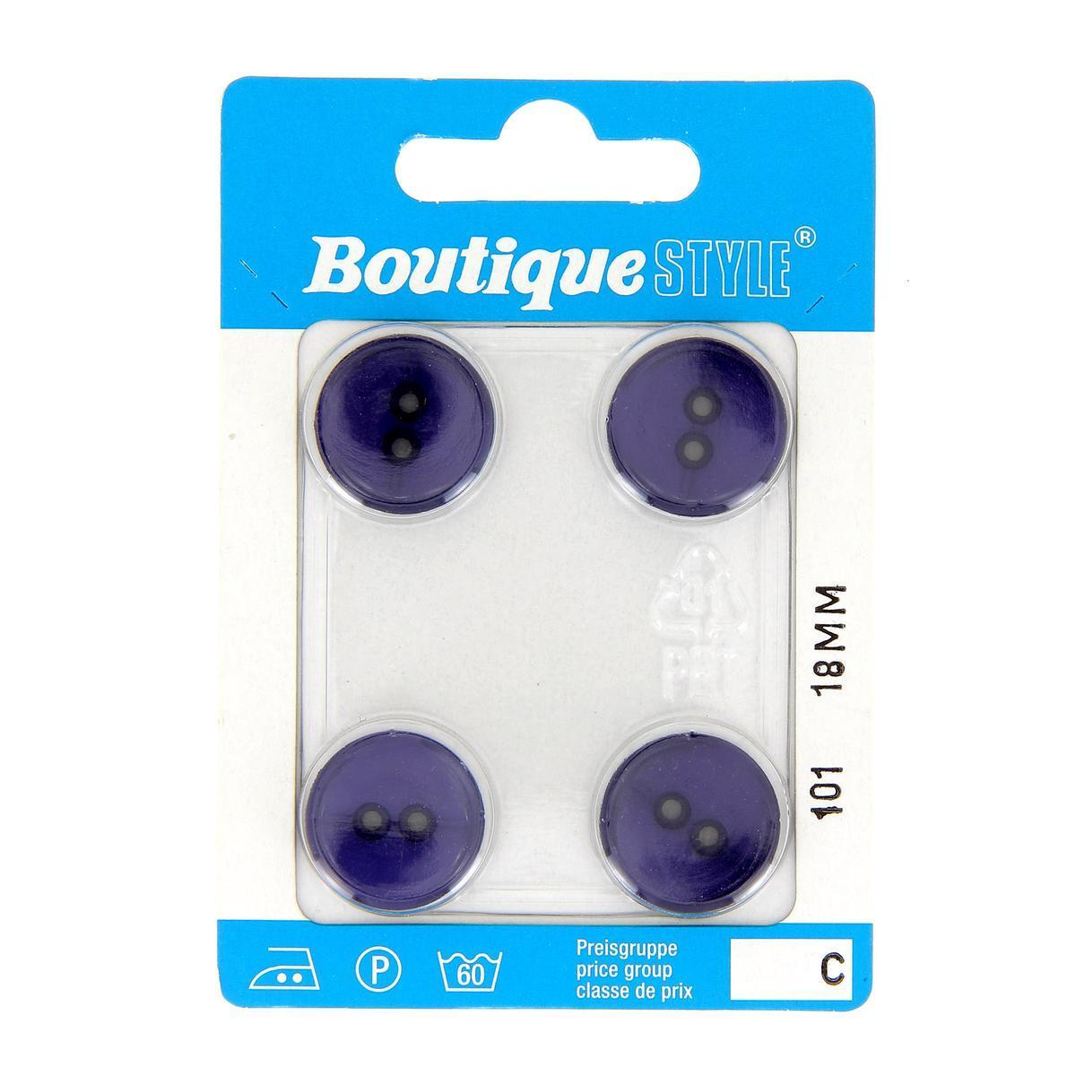 4 boutons - Plastique - Ø 18 mm - Bleu