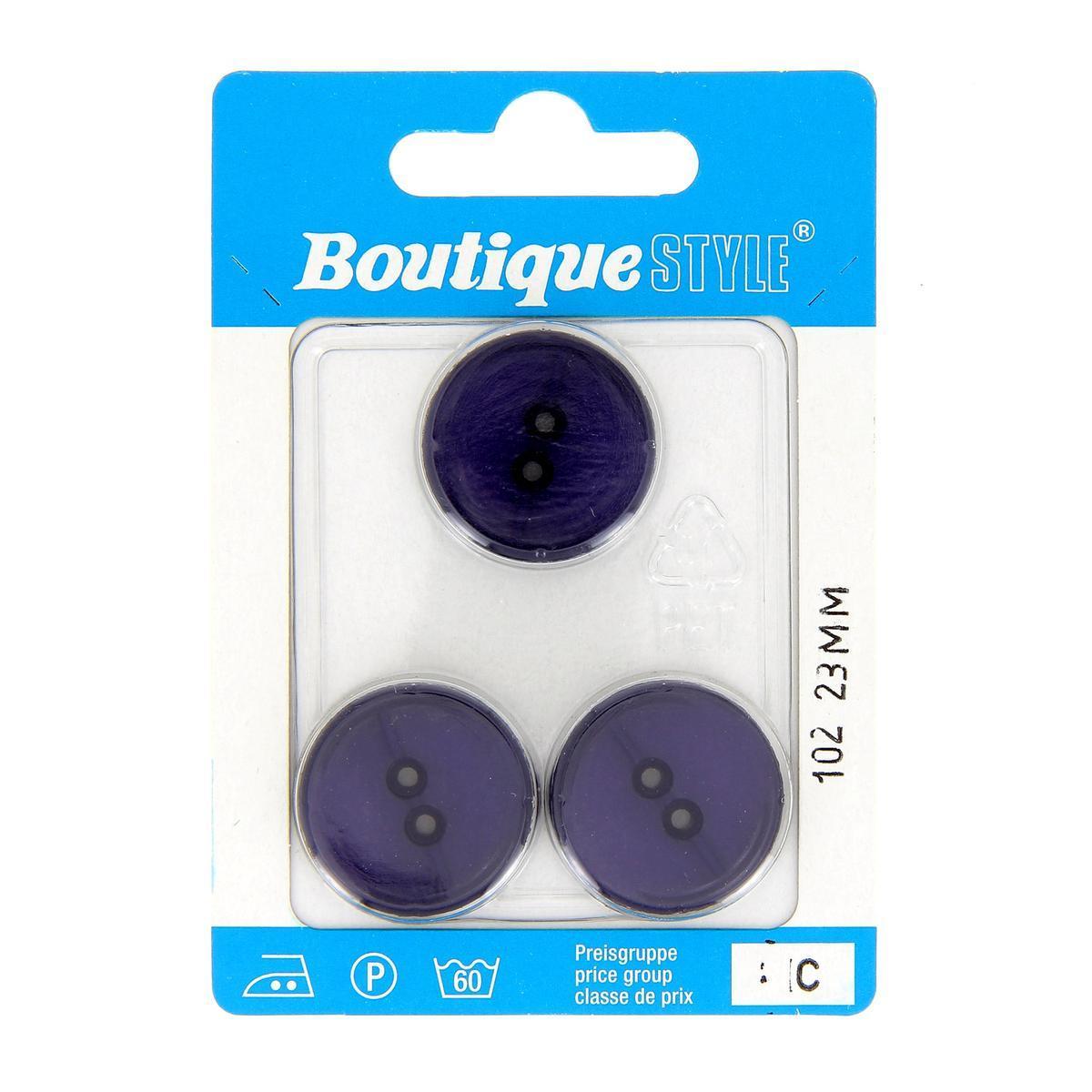3 boutons - Plastique - Ø 23 mm - Bleu