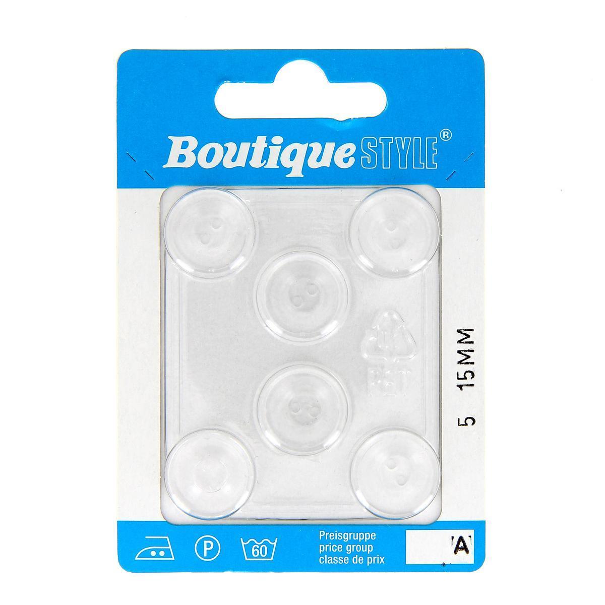 6 boutons - Plastique - Ø 15 mm - Blanc