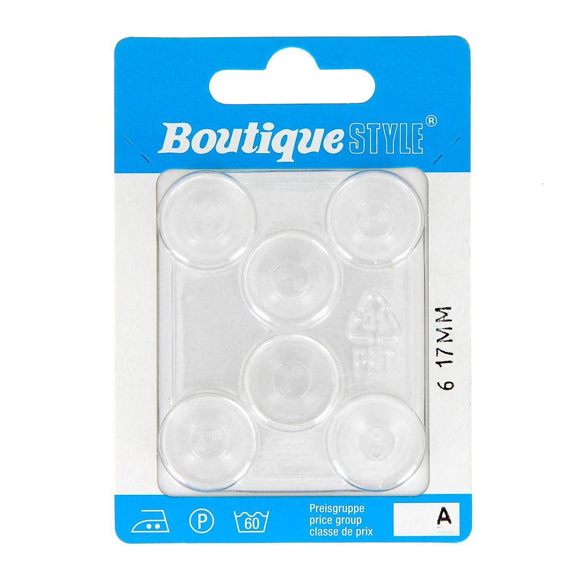 6 boutons - Plastique - Ø 17 mm - Blanc