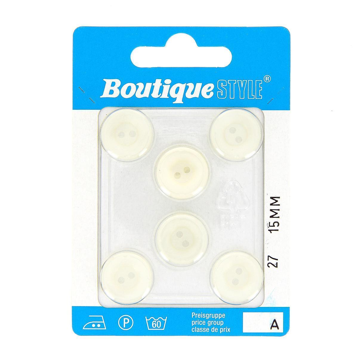 6 boutons - Plastique - Ø 15 mm - Gris