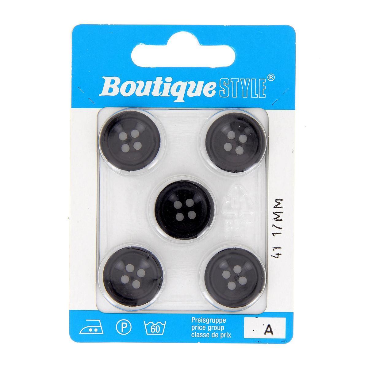 5 boutons - Plastique - Ø 17 mm - Noir