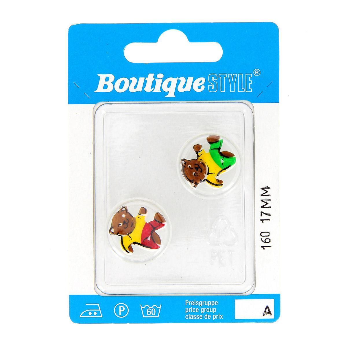 2 boutons - Plastique - Ø 17 mm - Multicolore