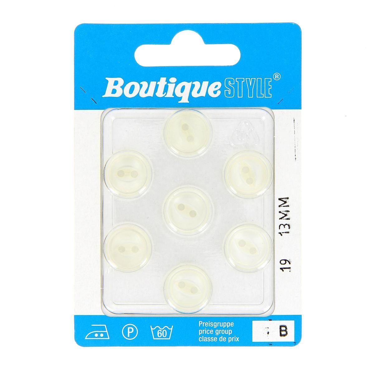 7 boutons - Plastique - Ø 13 mm - Blanc