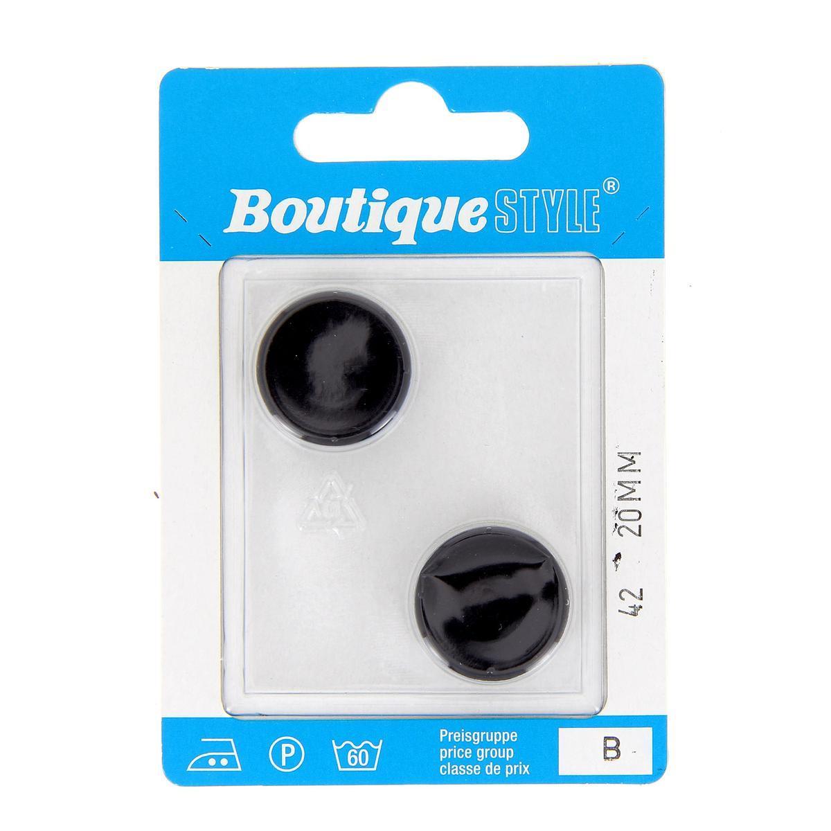 2 boutons - Plastique - Ø 20 mm - Noir