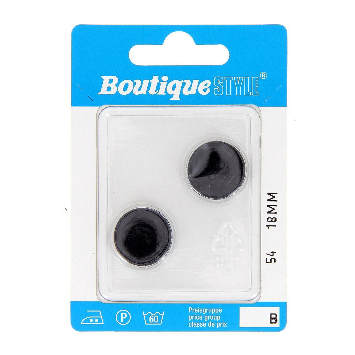 2 boutons - Plastique - Ø 18 mm - Noir