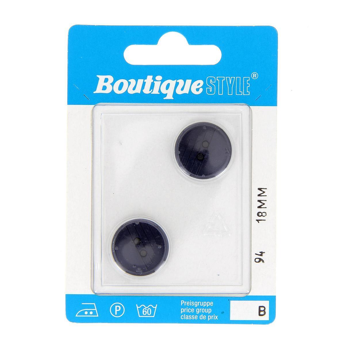 2 boutons - Plastique - Ø 18 mm - Noir