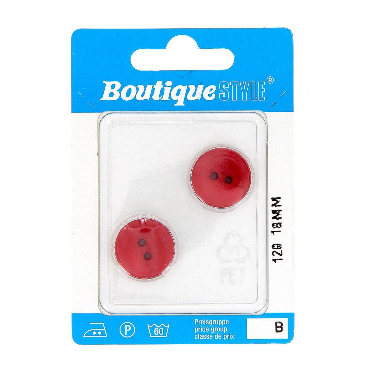 2 boutons - Plastique - Ø 18 mm - Rouge