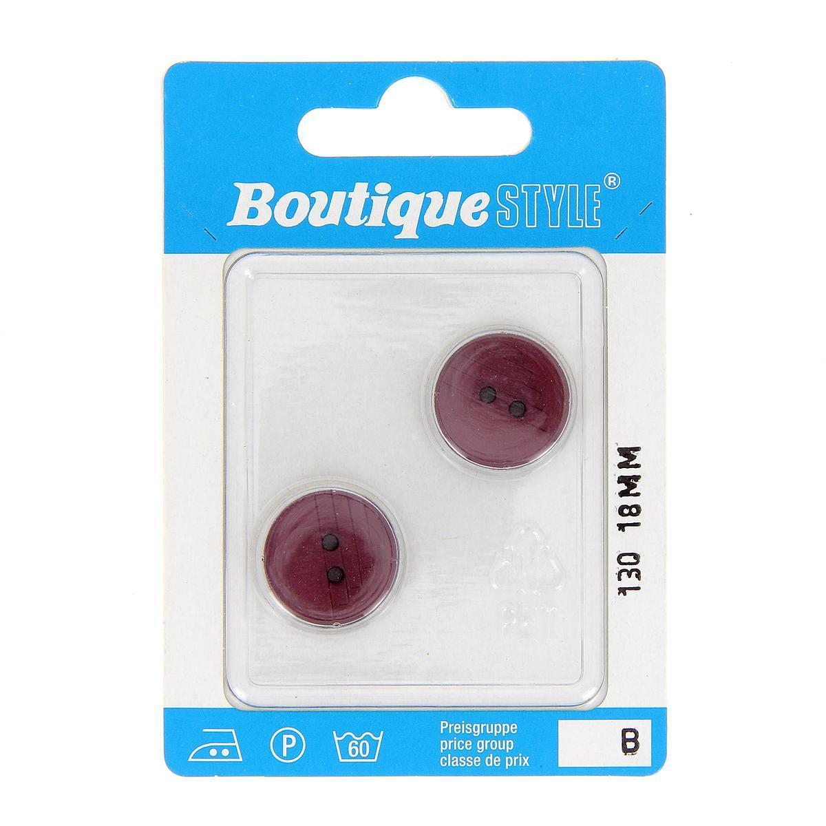 2 boutons - Plastique - Ø 18 mm - Marron