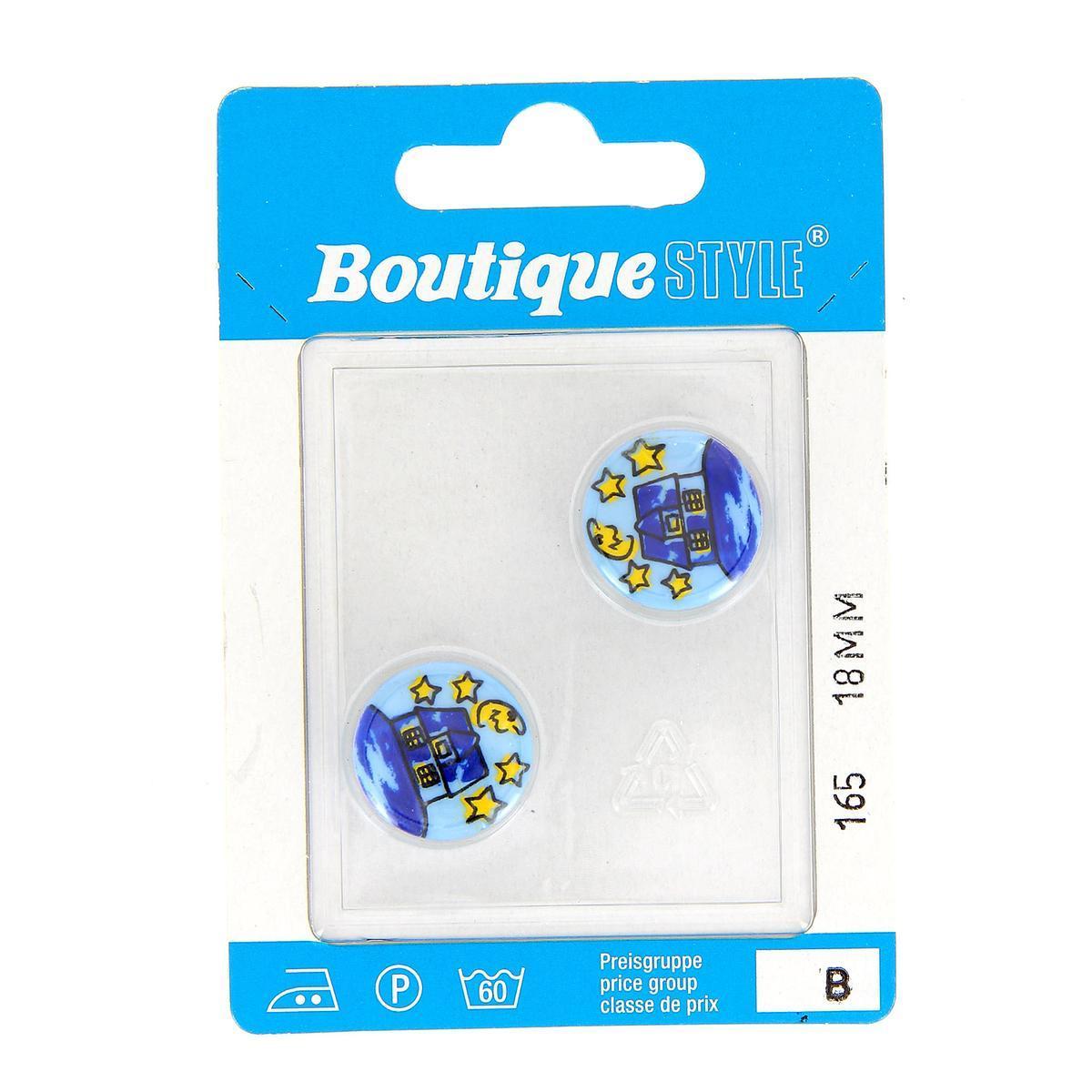 2 boutons - Plastique - Ø 18 mm - Multicolore