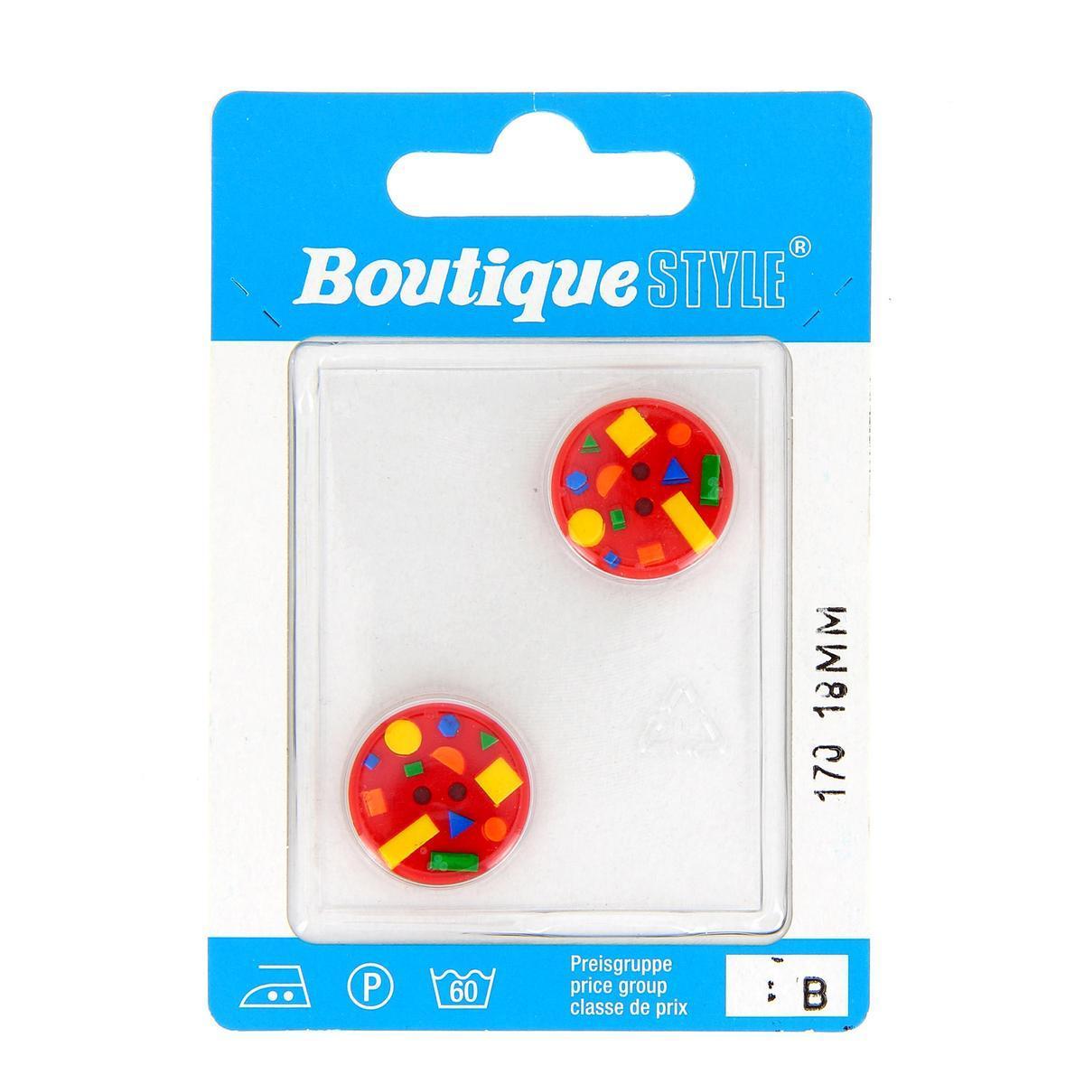 2 boutons - Plastique - Ø 18 mm - Multicolore