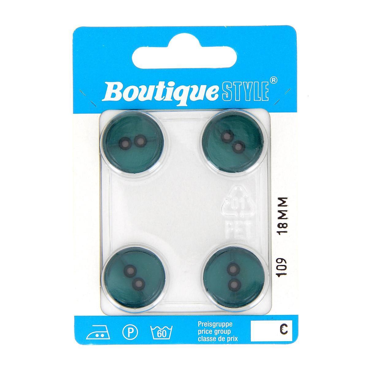 4 boutons - Plastique - Ø 18 mm - Vert
