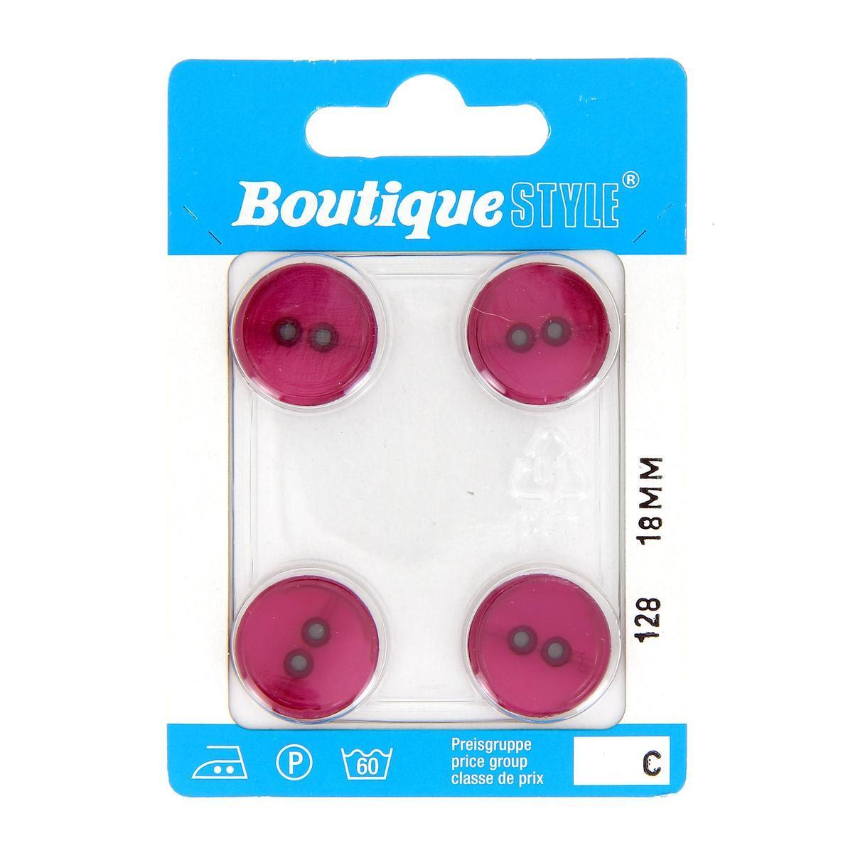 4 boutons - Plastique - Ø 18 mm - Rouge