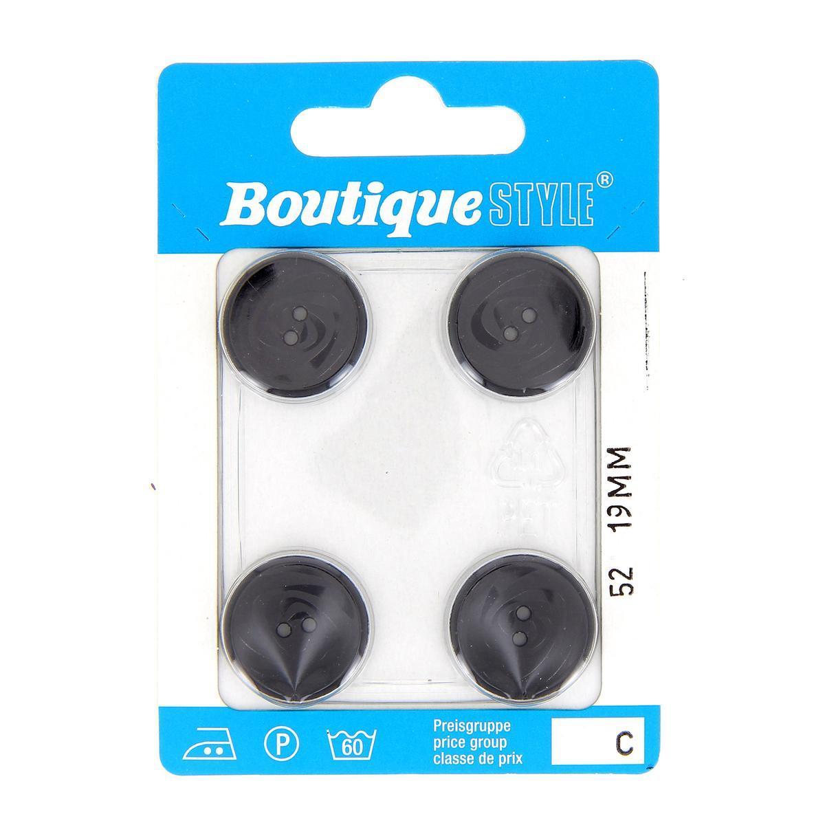 4 boutons - Plastique - Ø 19 mm - Noir