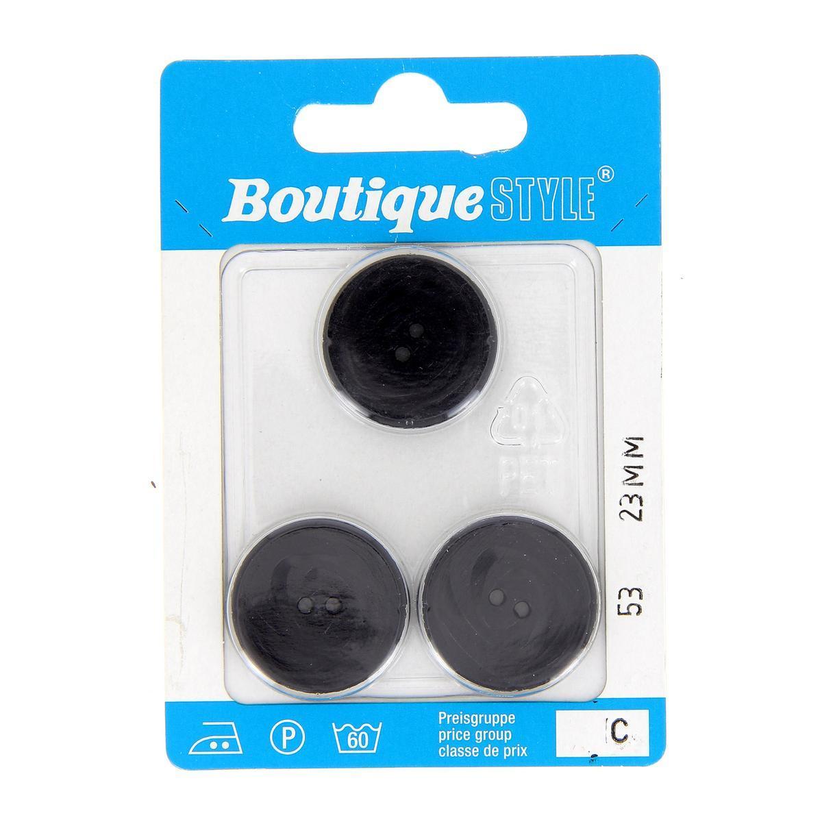 3 boutons - Plastique - Ø 23 mm - Noir
