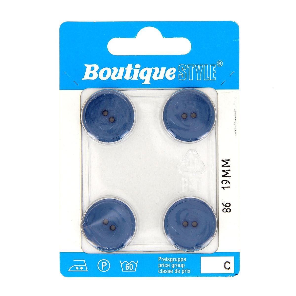 4 boutons - Plastique - Ø 19 mm - Bleu