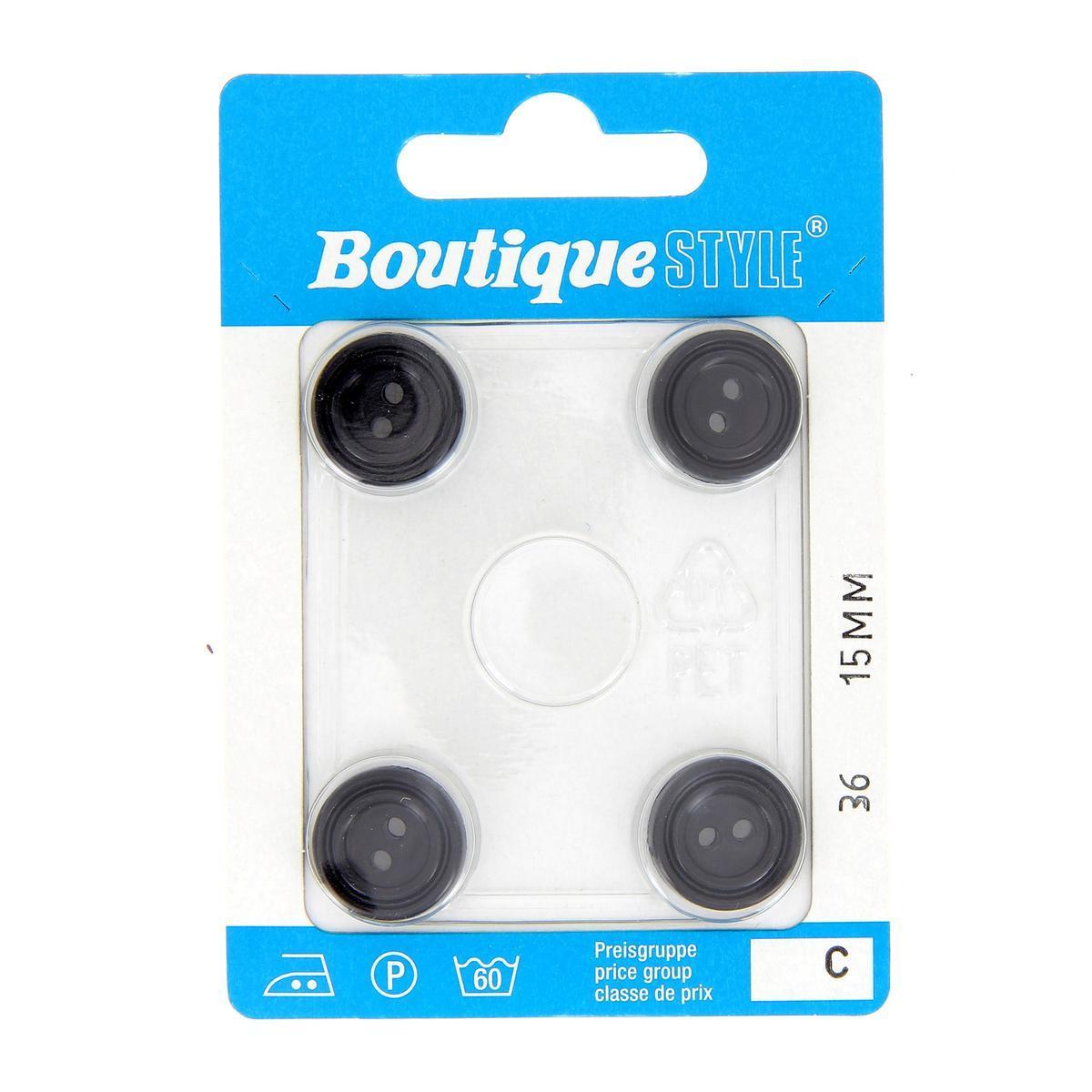 5 boutons - Plastique - Ø 15 mm - Noir